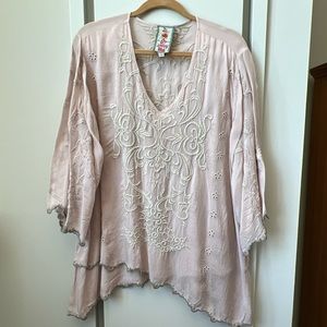 Johnny Was Embroidered "Jayne" Tunic * Dusty Pink * Size XXL *